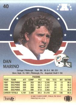 1991 Fleer Stars 'n Stripes #40 Dan Marino Back