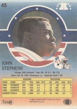 1991 Fleer Stars 'n Stripes #45 John Stephens Back
