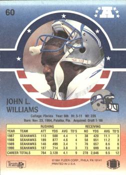 1991 Fleer Stars 'n Stripes #60 John L. Williams Back