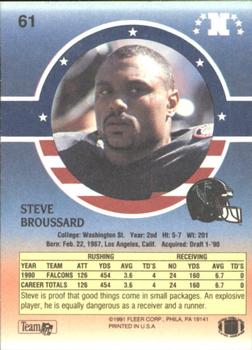 1991 Fleer Stars 'n Stripes #61 Steve Broussard Back