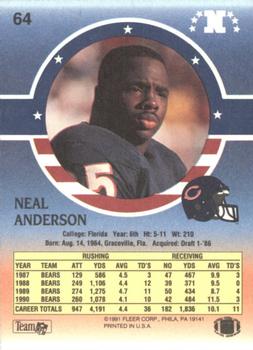 1991 Fleer Stars 'n Stripes #64 Neal Anderson Back