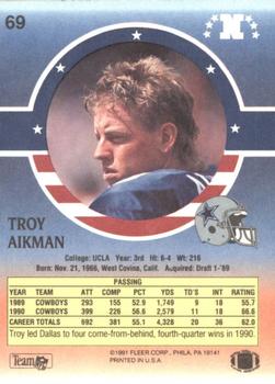 1991 Fleer Stars 'n Stripes #69 Troy Aikman Back