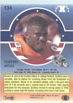 1991 Fleer Stars 'n Stripes #134 Godfrey Myles Back