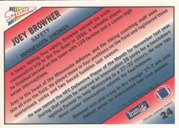 1991 Pacific - Pacific Picks the Pros Gold #24 Joey Browner Back