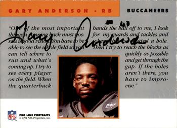 1991 Pro Line Portraits - Autographs #NNO Gary Anderson Back