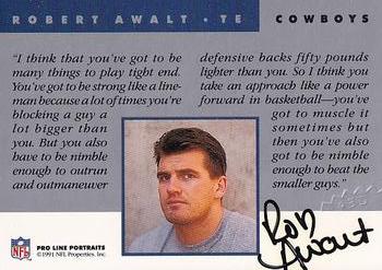 1991 Pro Line Portraits - Autographs #NNO Robert Awalt Back