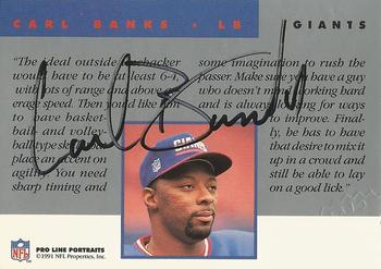 1991 Pro Line Portraits - Autographs #NNO Carl Banks Back