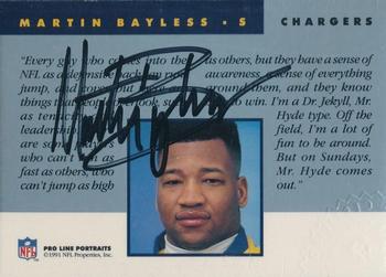 1991 Pro Line Portraits - Autographs #NNO Martin Bayless Back