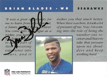 1991 Pro Line Portraits - Autographs #NNO Brian Blades Back