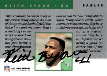 1991 Pro Line Portraits - Autographs #NNO Keith Byars Back
