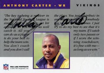1991 Pro Line Portraits - Autographs #NNO Anthony Carter Back