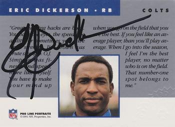 1991 Pro Line Portraits - Autographs #NNO Eric Dickerson Back