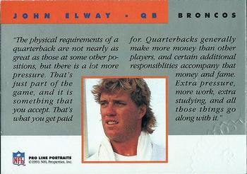 1991 Pro Line Portraits - Autographs #NNO John Elway Back