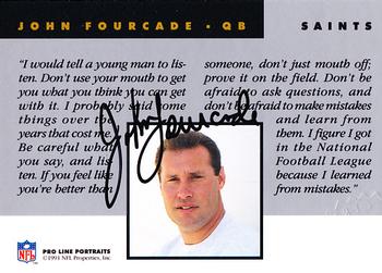 1991 Pro Line Portraits - Autographs #NNO John Fourcade Back
