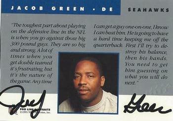 1991 Pro Line Portraits - Autographs #NNO Jacob Green Back