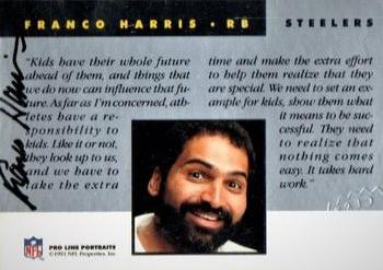 1991 Pro Line Portraits - Autographs #NNO Franco Harris Back