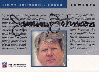 1991 Pro Line Portraits - Autographs #NNO Jimmy Johnson Back