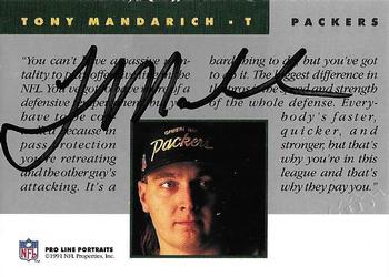 1991 Pro Line Portraits - Autographs #NNO Tony Mandarich Back