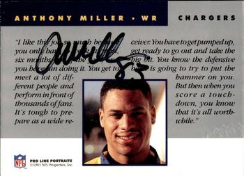1991 Pro Line Portraits - Autographs #NNO Anthony Miller Back