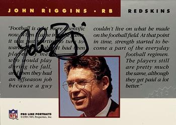 1991 Pro Line Portraits - Autographs #NNO John Riggins Back