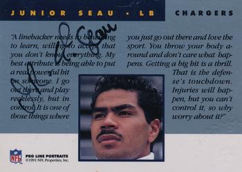 1991 Pro Line Portraits - Autographs #NNO Junior Seau Back