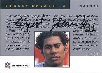1991 Pro Line Portraits - Autographs #NNO Ernest Spears Back
