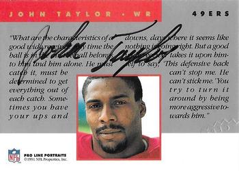 1991 Pro Line Portraits - Autographs #NNO John Taylor Back