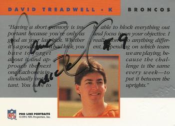 1991 Pro Line Portraits - Autographs #NNO David Treadwell Back