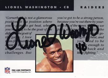1991 Pro Line Portraits - Autographs #NNO Lionel Washington Back