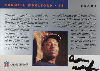 1991 Pro Line Portraits - Autographs #NNO Donnell Woolford Back
