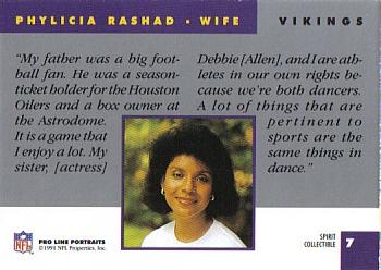 1991 Pro Line Portraits - Spirit Wives #7 Phylicia Rashad Back