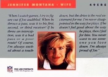 1991 Pro Line Portraits - Spirit Wives Autographs #NNO Jennifer Montana Back