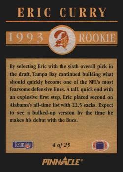 1993 Pinnacle - Rookies #4 Eric Curry Back