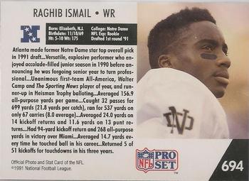 1991 Pro Set - Draft Day #694 Raghib Ismail Back