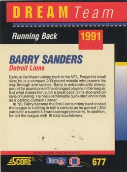 1991 Score - Dream Team Autographs #677 Barry Sanders Back