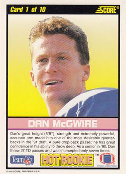 1991 Score - Hot Rookies #1 Dan McGwire Back
