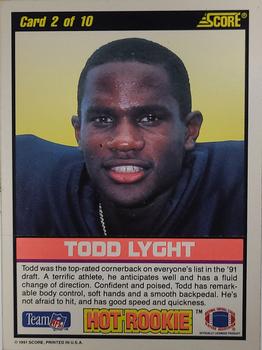 1991 Score - Hot Rookies #2 Todd Lyght Back