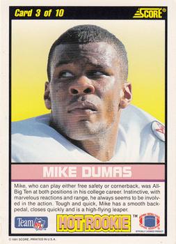 1991 Score - Hot Rookies #3 Mike Dumas Back