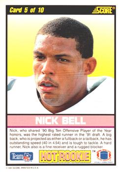 1991 Score - Hot Rookies #5 Nick Bell Back