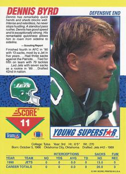 1991 Score - Young Superstars #11 Dennis Byrd Back
