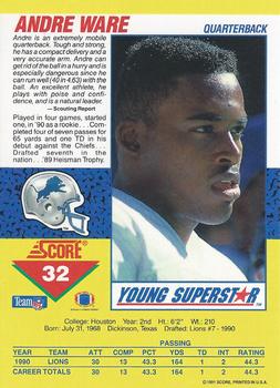 1991 Score - Young Superstars #32 Andre Ware Back