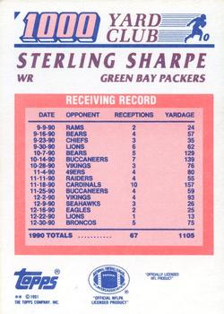 1991 Topps - 1000 Yard Club #10 Sterling Sharpe Back