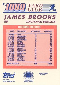 1991 Topps - 1000 Yard Club #18 James Brooks Back
