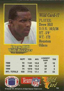 1991 Wild Card - 10 Stripe #17 Drew Hill Back