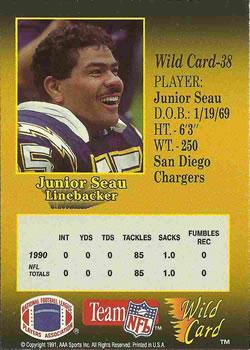 1991 Wild Card - 10 Stripe #38 Junior Seau Back
