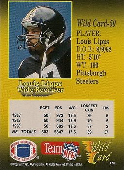 1991 Wild Card - 10 Stripe #50 Louis Lipps Back