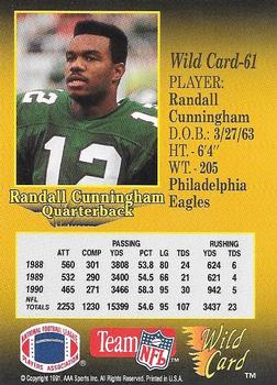 1991 Wild Card - 10 Stripe #61 Randall Cunningham Back
