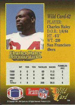1991 Wild Card - 10 Stripe #62 Charles Haley Back