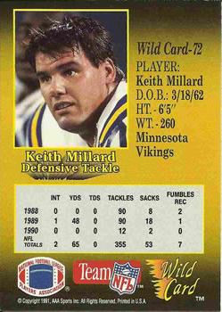 1991 Wild Card - 10 Stripe #72 Keith Millard Back