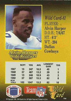 1991 Wild Card - 10 Stripe #81 Alvin Harper Back